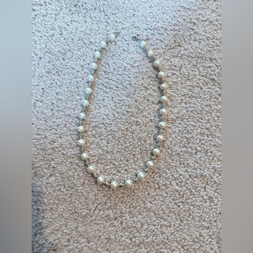 Cultured pearl and sterling silver necklace